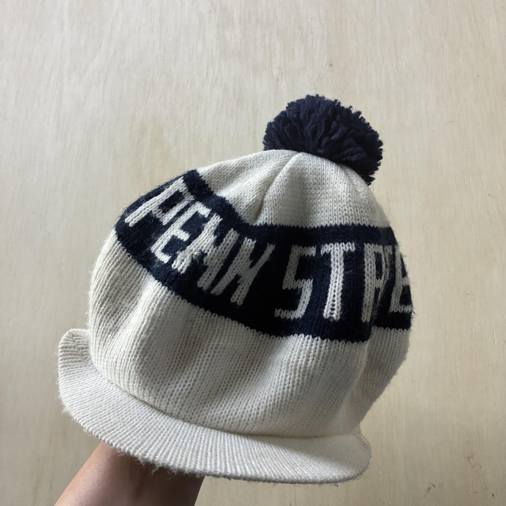 Vintage Penn State Cap Mens One Size White Knit Brim Football Nittany Lions Hat